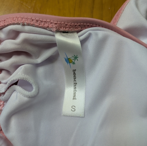 Trikini Ruched Halter One Piece Lilac Pink Swimsuit Tie Back Beachsissi Size S - Picture 6 of 8